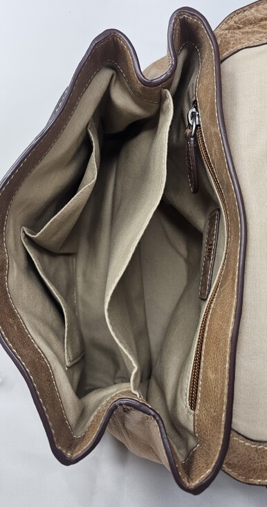 Frye Tan Distressed Leather Reed Flap Satchel Bag Purse Shoulderbag Top Handle - Picture 5 of 13